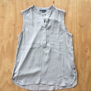 Vince Gray Sleeveless Silk Blouse With Pocket